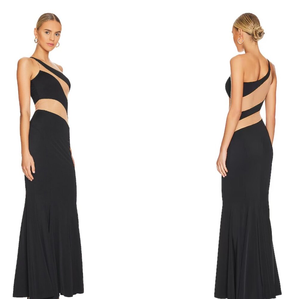 Black Snake Mesh Fishtail Gown by Norma Kamali